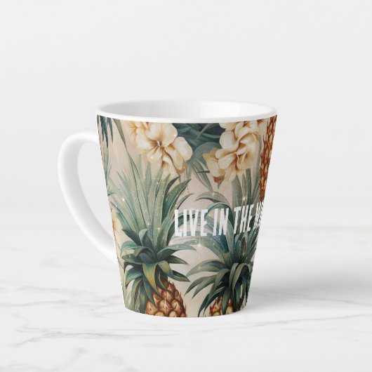 Tropische Ananas Bloem Latte Mok (Linkerhoek)