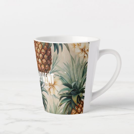 Tropische Ananas Bloem Latte Mok (Rechts)
