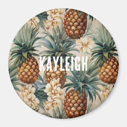 Tropische Ananas Bloem Magneet (Voorkant)