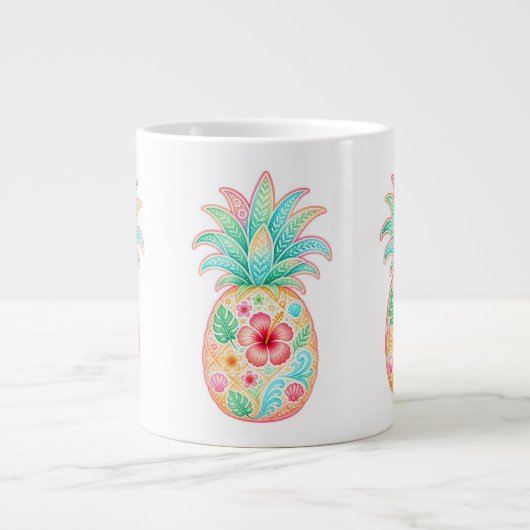 Tropische Ananas Bloem Mok (Voorkant)