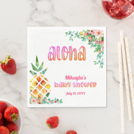 Tropische Ananas Bloemen Aloha Baby shower Servet