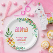 Tropische Ananas Bloemen Aloha ELKE LEEFTIJD Verja Papieren Bordje (Feest)