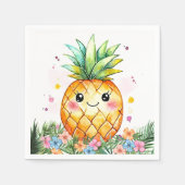 Tropische Ananas Bloemen Aloha Verjaardagsfeest Servet (Voorkant)