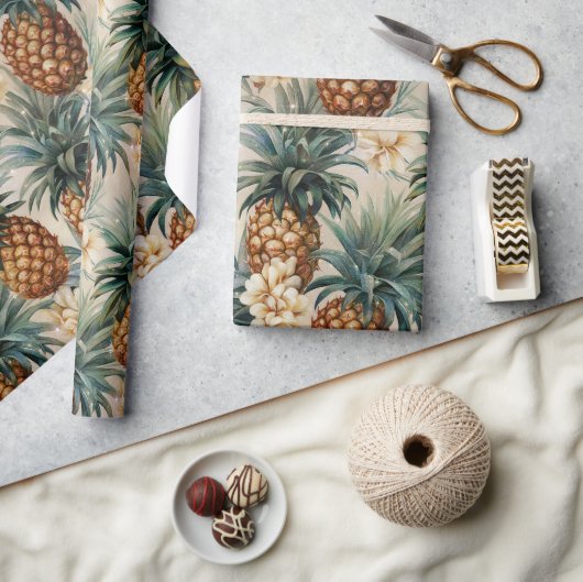 Tropische Ananas Bloemen Bruiloft Cadeaupapier (Crafts)