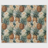 Tropische Ananas Bloemen Bruiloft Cadeaupapier (Vlak)