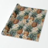 Tropische Ananas Bloemen Bruiloft Cadeaupapier (Uitgerold)