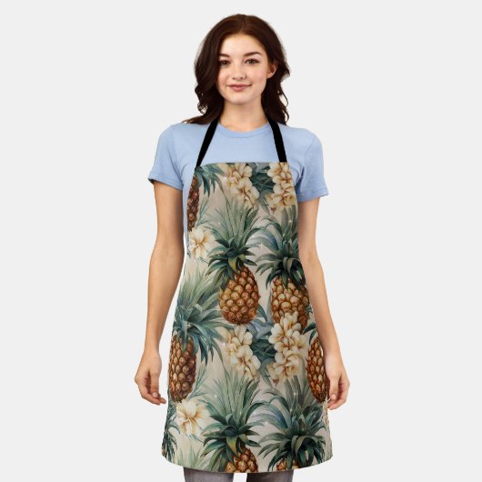Tropische Ananas Bloemen Bruiloft  Schort (Gedragen)