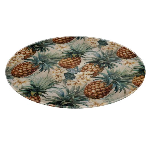 Tropische Ananas Bloemen Bruiloft Snijplank (Hoek)