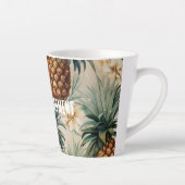 Tropische Ananas Bloemen Latte Mok (Rechts)