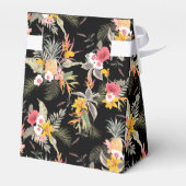 Tropische Ananas Bloemen op Zwarte Tent Bedankdoosjes (Achterkant)