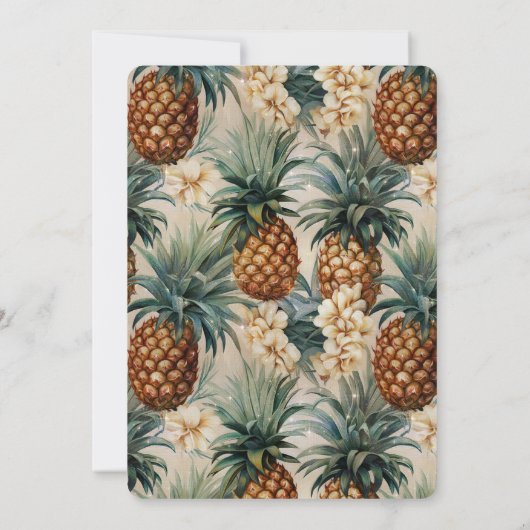 Tropische ananas Bloemen Romantische bruiloft Kaart (Achterkant)