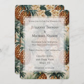 Tropische ananas Bloemen Romantische bruiloft Kaart (Voorkant / Achterkant)