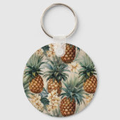 Tropische Ananas Bloemen Sleutelhanger (Achterkant)