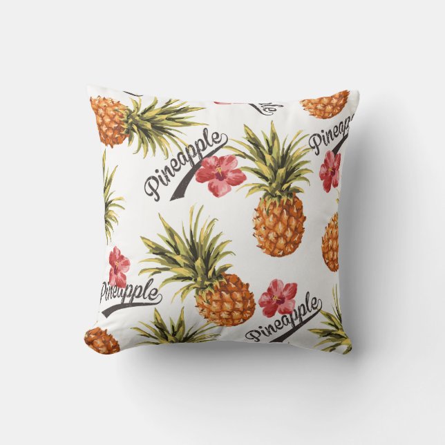 Tropische ananas bloemendecoratief Sierkussen (Voorkant)