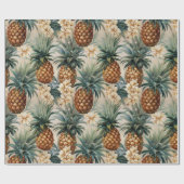 Tropische Ananas Bloemige Bruiloft Cadeaupapier (Vlak)