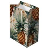 Tropische Ananas Bloemige Bruiloft Medium Cadeauzakje (Achterkant Gekanteld)