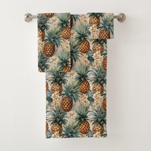 Tropische Ananas Bloemige Trouw  Bad Handdoek (Insitu)