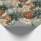 Tropische Ananas Bloemige Trouw  Cadeaupapier (Hoek)