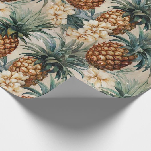 Tropische Ananas Bloemige Trouw  Cadeaupapier (Hoek)