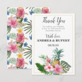 Tropische Ananas Bloemstuk Verlovingsfeest Bedankkaart (Voorkant / Achterkant)