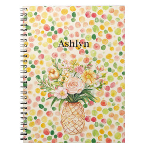 Tropische Ananas Blush Gele Bloem Notitieboek