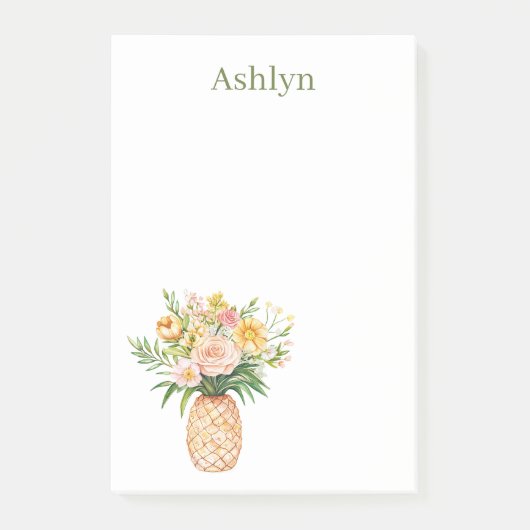 Tropische Ananas Blush Gele Bloem Post-it® Notes (Voorkant)