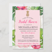 Tropische Ananas Bruids Douche Uitnodiging, Pinks Kaart (Voorkant)