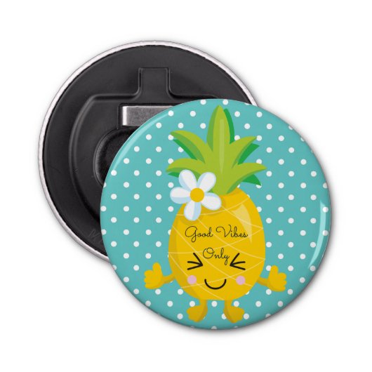 tropische  ananas button flesopener (Voorkant)