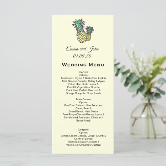 Tropische ananas Chic Gepersonaliseerde bruiloft M Menu (Staand voorkant)