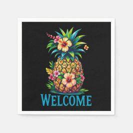 Tropische Ananas Cocktail Servet Welkom