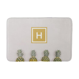 Tropische Ananas Custom Gold Monogram Badmat
