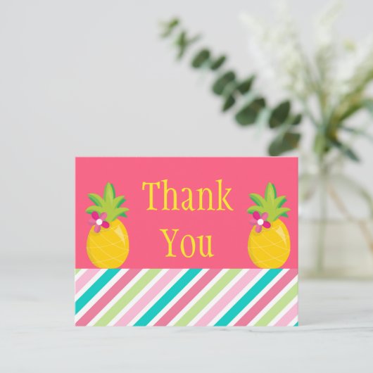 Tropische ananas dank je wel briefkaart (Staand voorkant)
