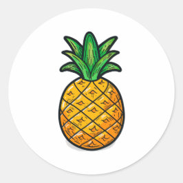 Tropische ananas: de smaak van de zomer ronde sticker