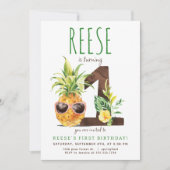 Tropische Ananas Eerste Verjaardag Uitnodiging (Voorkant)