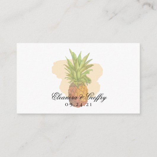 Tropische ananas eiland bruiloft accommodaties informatiekaartje (Achterkant)