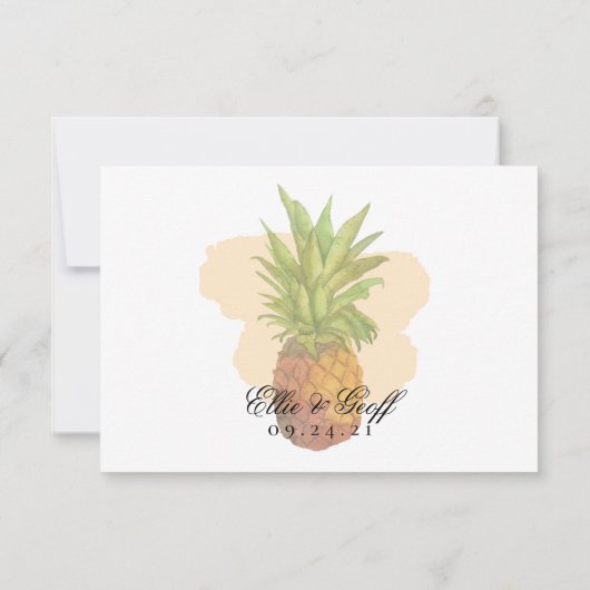 Tropische ananas | Eiland Waterverf bruiloft RSVP Kaartje (Achterkant)