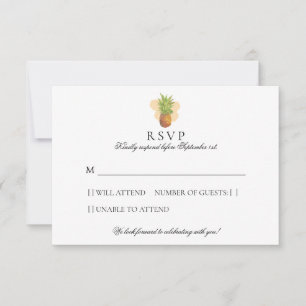 Tropische ananas   Eiland Waterverf bruiloft RSVP Kaartje