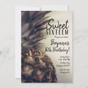 Tropische Ananas Elegant Strand Sweet 16 Feestje Kaart
