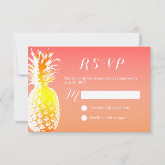 Tropische Ananas Elegante Bruiloft RSVP (Voorkant)