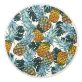 Tropische ananas en bladeren Exotic Island Oerwoud Keramische Knop (Voorkant)