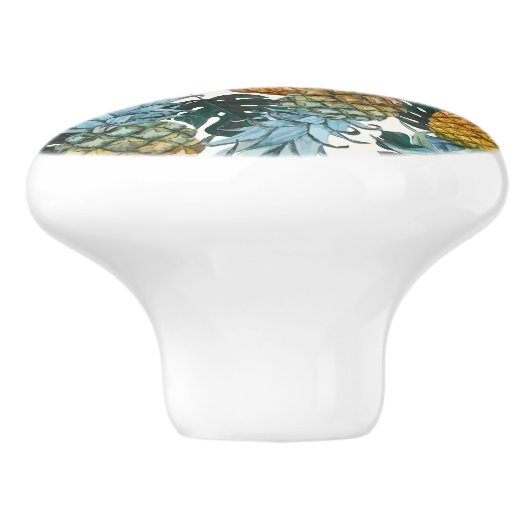 Tropische ananas en bladeren Exotic Island Oerwoud Keramische Knop (Zijkant)