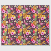 Tropische ananas en bloem cadeaupapier (Vlak)