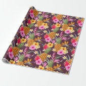 Tropische ananas en bloem cadeaupapier (Uitgerold)