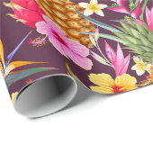 Tropische ananas en bloem cadeaupapier (Rol Hoek)
