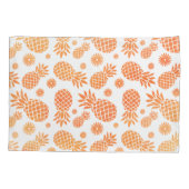 Tropische ananas en bloemen sinaasappel witte kuns kussensloop (Achterkant)