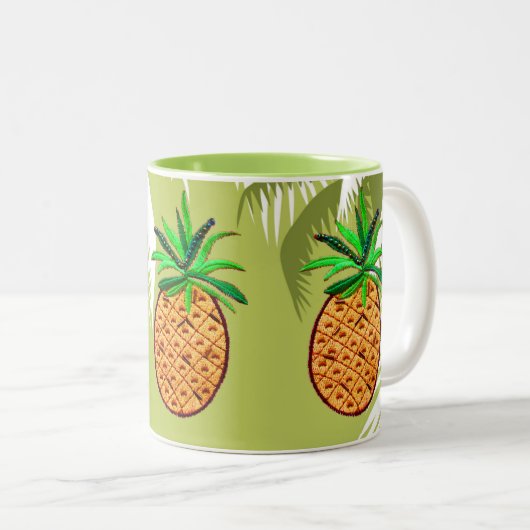 Tropische ananas- en palmhulzen tweekleurige koffiemok (Voorkant rechts)