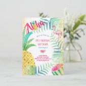 Tropische Ananas Flamingo Roze Goud Aloha Kaart (Staand voorkant)
