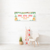 Tropische ananas Floral ALOHA gepersonaliseerd Spandoek (Insitu)