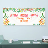 Tropische ananas Floral ALOHA gepersonaliseerd Spandoek (Beurs)