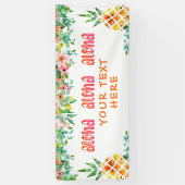Tropische ananas Floral ALOHA gepersonaliseerd Spandoek (Verticaal)